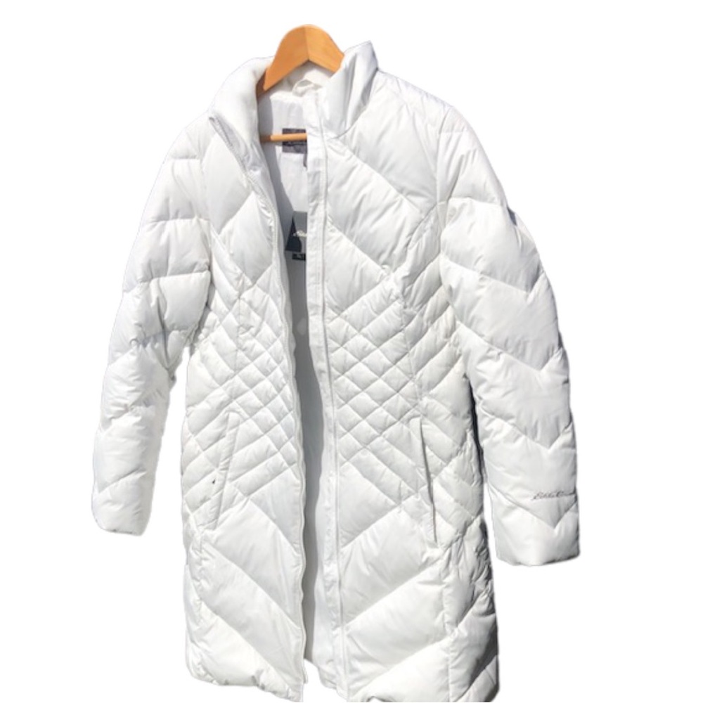 NWT EDDIE BAUER | PETITE | WINTER WHITE | DOWN | LINED | PUFFER COAT